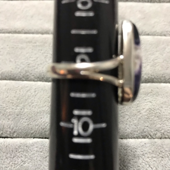 New Sterling Silver Purple Teardrop Mexican Morado Violet Flame Opal Ring Sz 9 - Picture 8 of 15